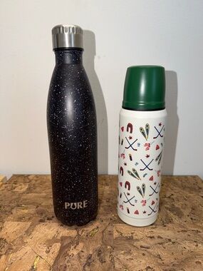 Pure Black Speckled Insulated Bottle Plus Cream Novelty Insulated Thermos  🛶